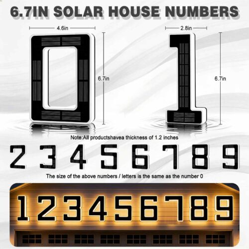 ISUNMEA 6.7 Inch Solar Lighted House Numbers for Outside, Light Up Waterproof LED Address Signs for Houses, Backlit Illuminated Exterior Modern House Numbers Light