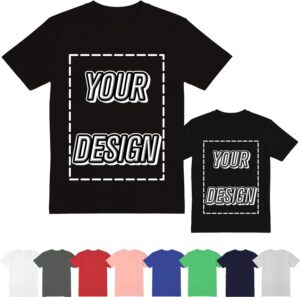 ISUNMEA Custom T-Shirts for Men Women, Personalized Photo Shirts Gift Design Your Own Customizable Tee with Text Logo (US, Alpha, Large, Regular, Regular, Black)