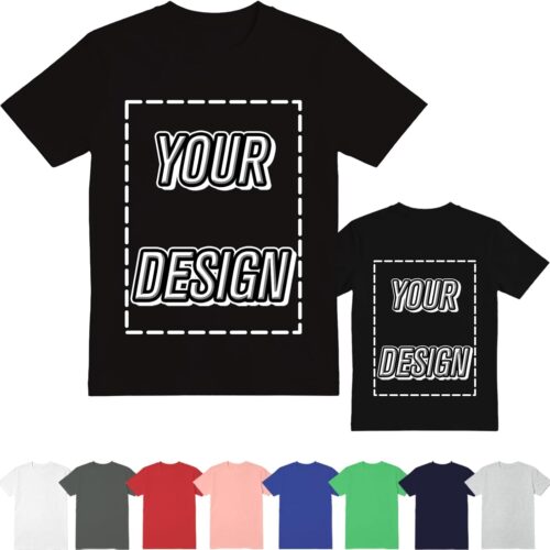 ISUNMEA Custom T-Shirts for Men Women, Personalized Photo Shirts Gift Design Your Own Customizable Tee with Text Logo (US, Alpha, Large, Regular, Regular, Black)