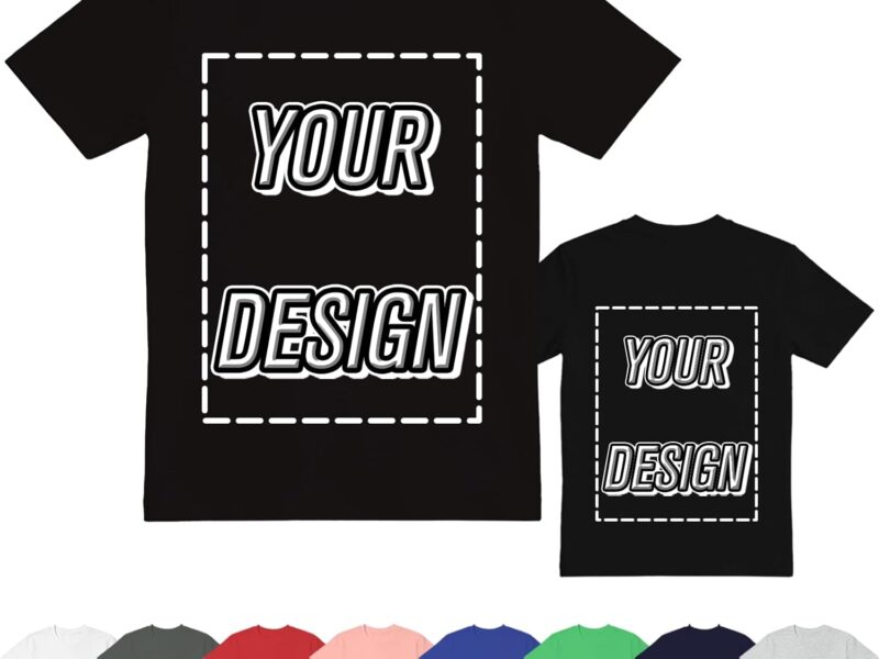 ISUNMEA Custom T-Shirts for Men Women, Personalized Photo Shirts Gift Design Your Own Customizable Tee with Text Logo (US, Alpha, Large, Regular, Regular, Black)