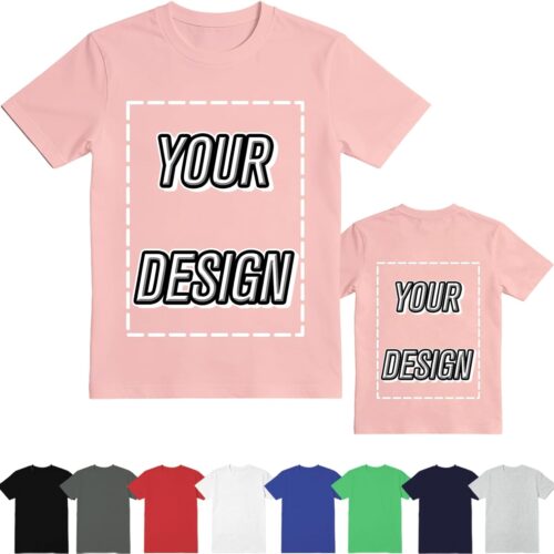 ISUNMEA Custom T-Shirts for Men Women, Personalized Photo Shirts Gift Design Your Own Customizable Tee with Text Logo (US, Alpha, Large, Regular, Regular, Black)
