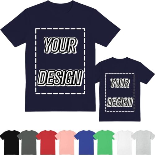 ISUNMEA Custom T-Shirts for Men Women, Personalized Photo Shirts Gift Design Your Own Customizable Tee with Text Logo (US, Alpha, Large, Regular, Regular, Black)