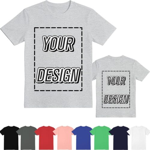 ISUNMEA Custom T-Shirts for Men Women, Personalized Photo Shirts Gift Design Your Own Customizable Tee with Text Logo (US, Alpha, Large, Regular, Regular, Black)